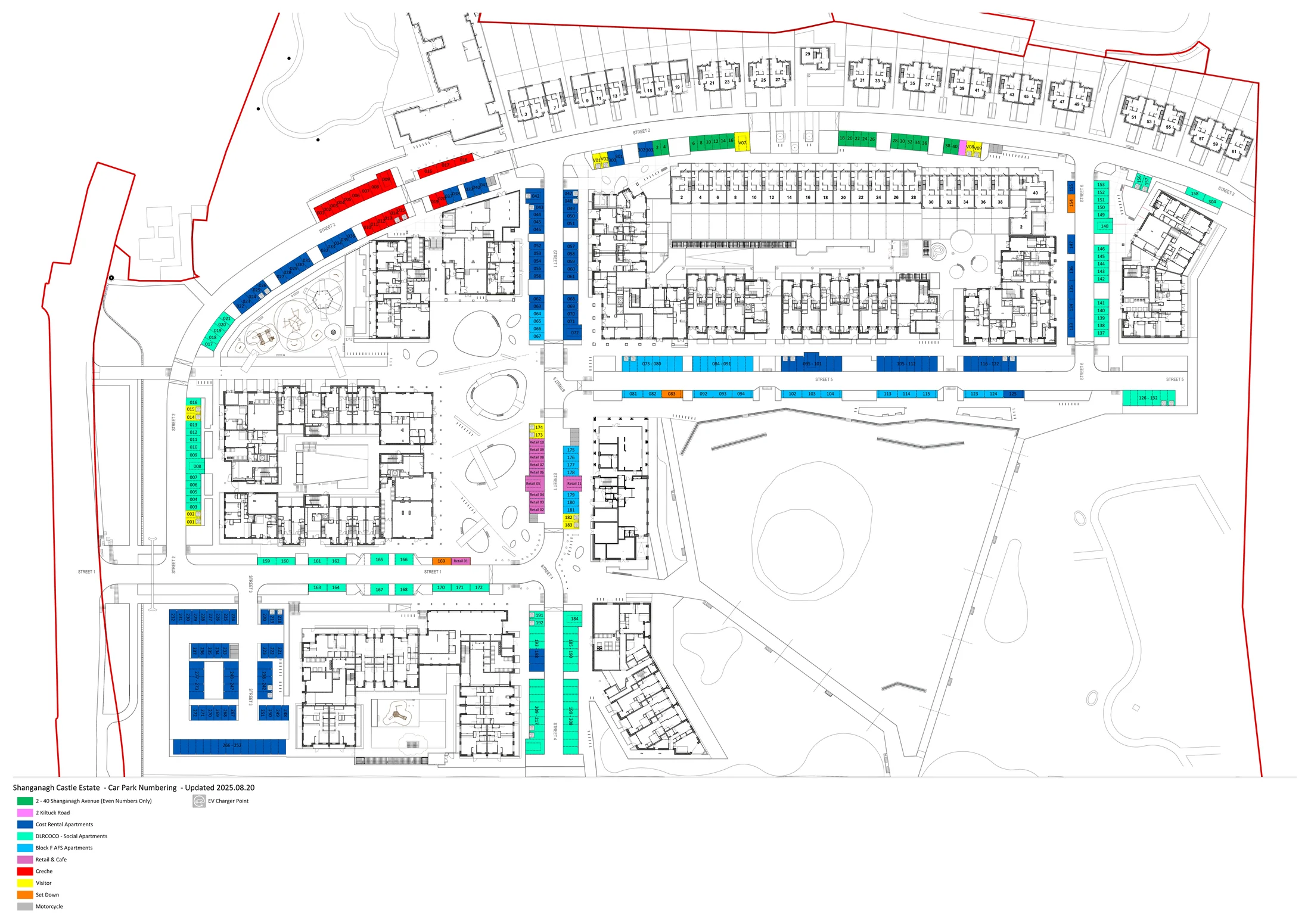 Shanganagh Castle Estate – Parking Map (car park numbering)
